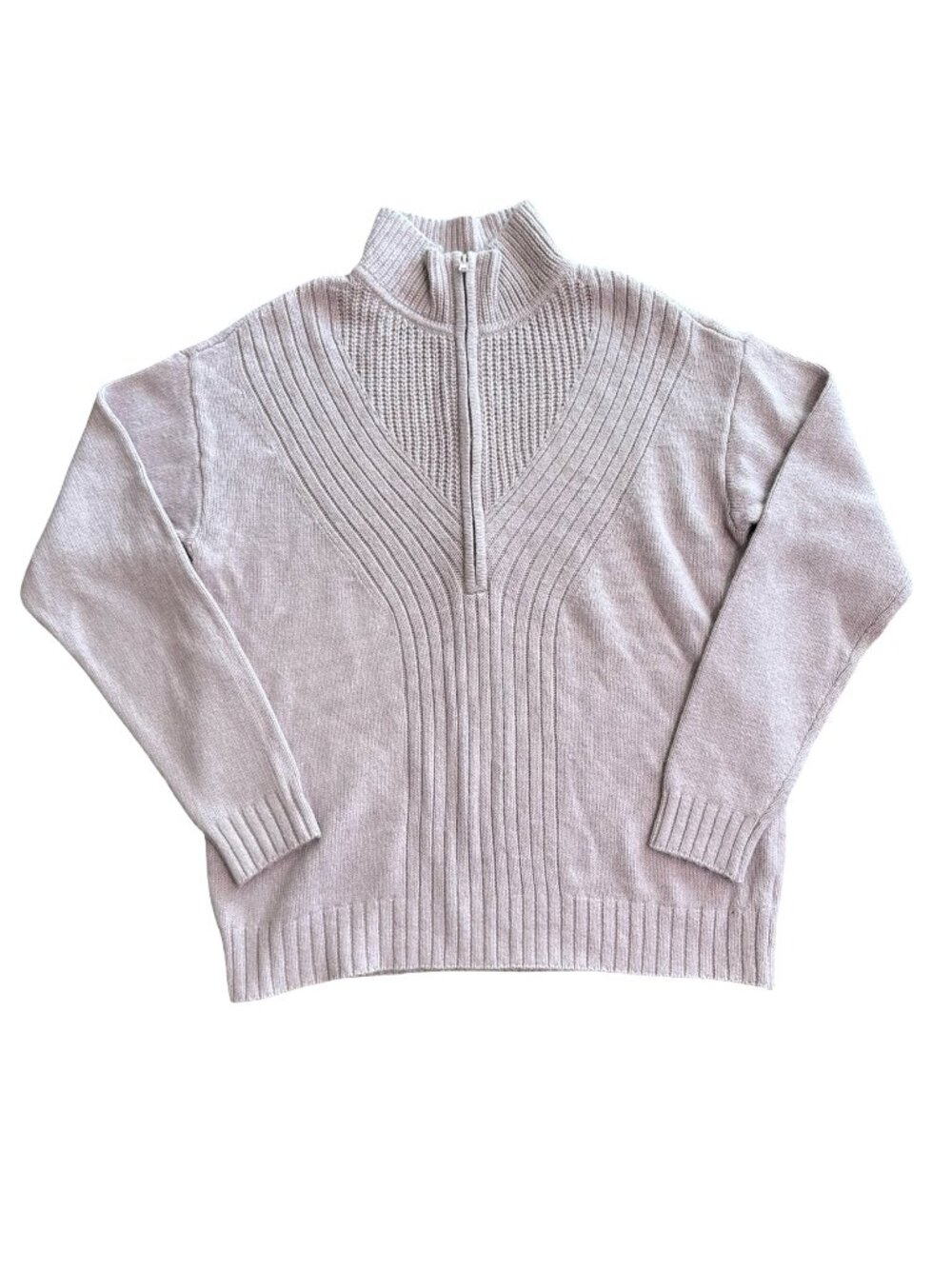 Cabi Purple Cable Knit Quarter Zip Sweater Women’s M Lavender Cozy Soft Pullover